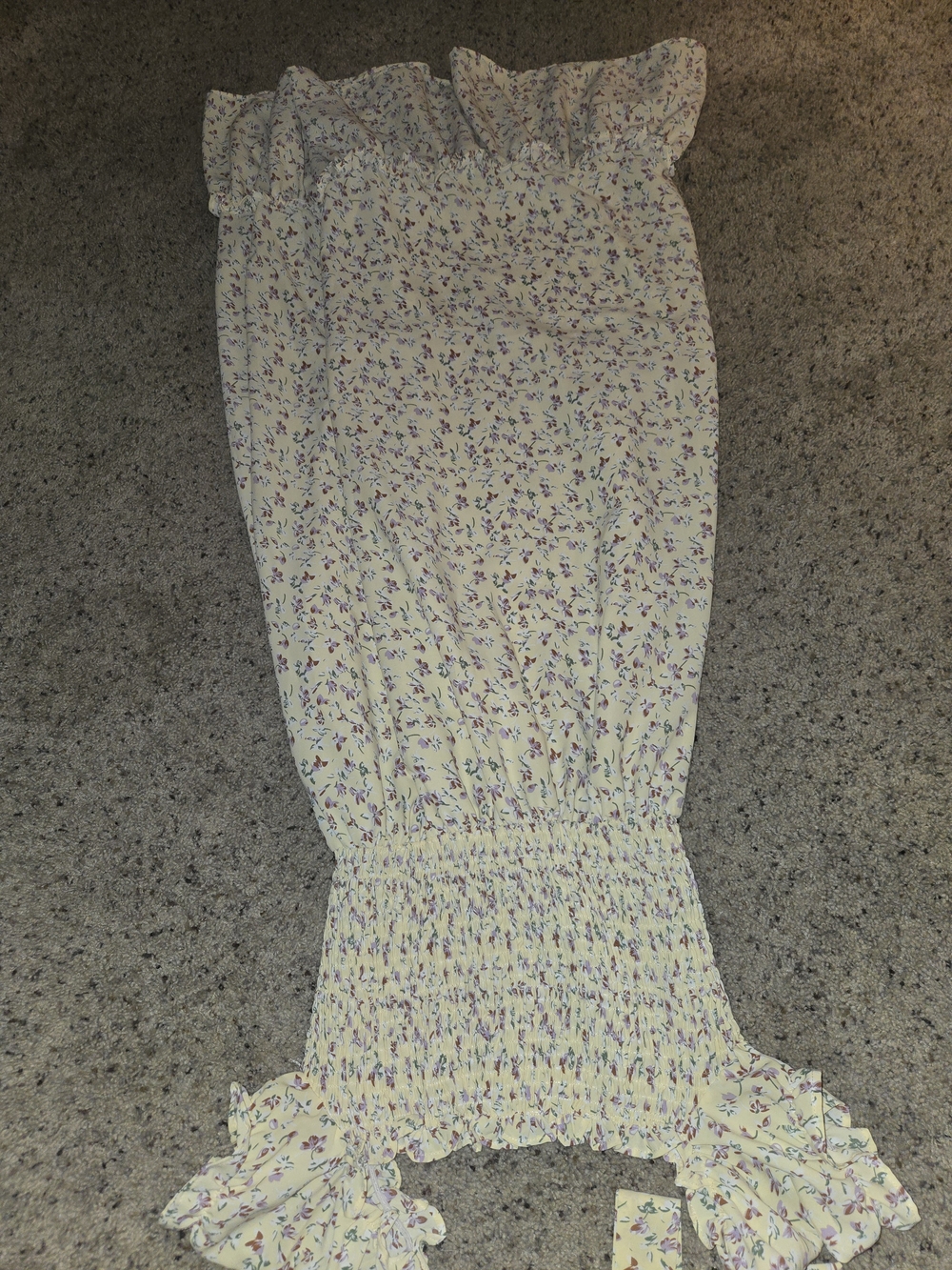 Smocked Off-Shoulder Maxi Dress in Cream with Floral Print - Picture 5 of 5